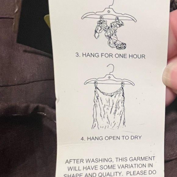 NEW. Reba Size 8 Brown Crinkle Look Ramie Loose Fit Pants With Macrame Belt - Picture 9 of 16